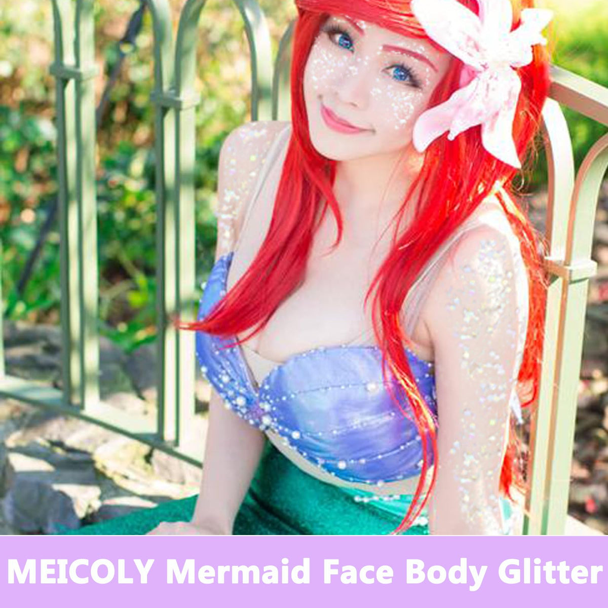 Application des paillettes MEICOLY sur le visage et les épaules