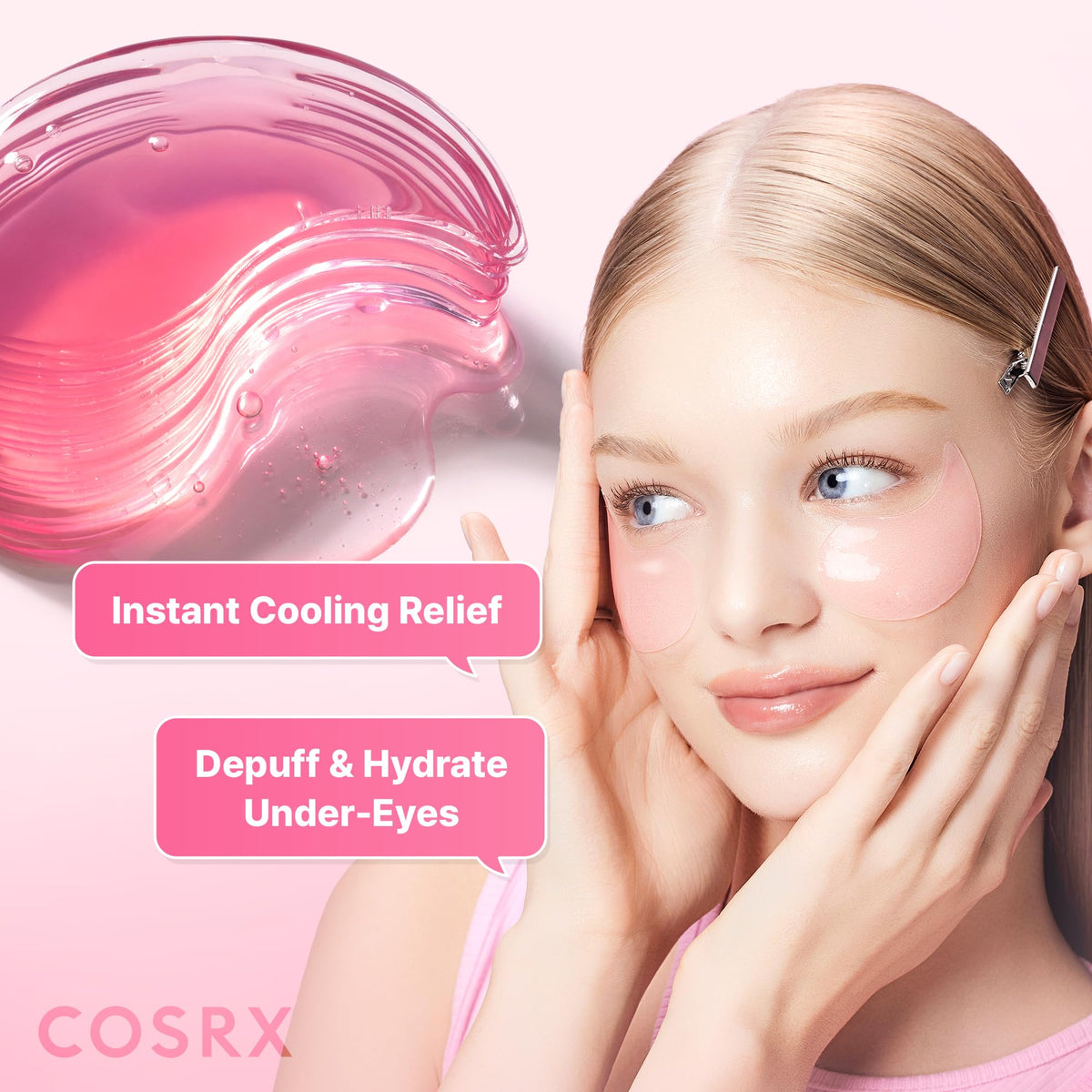 Application des patchs hydrogel COSRX sous les yeux