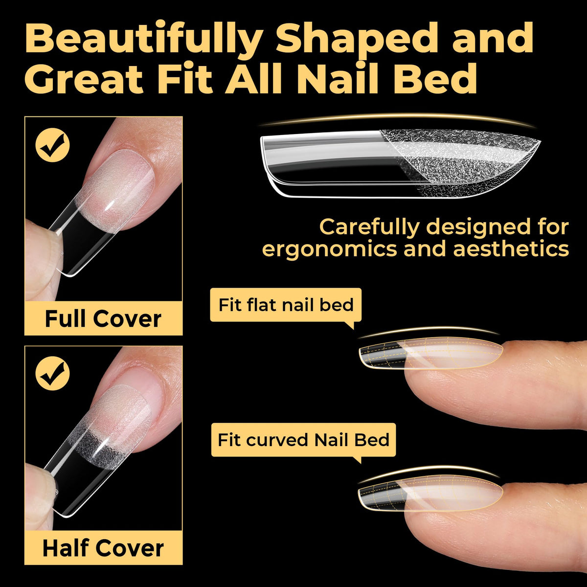 Application des points de nail carrés UNA GELLA sur un ongle