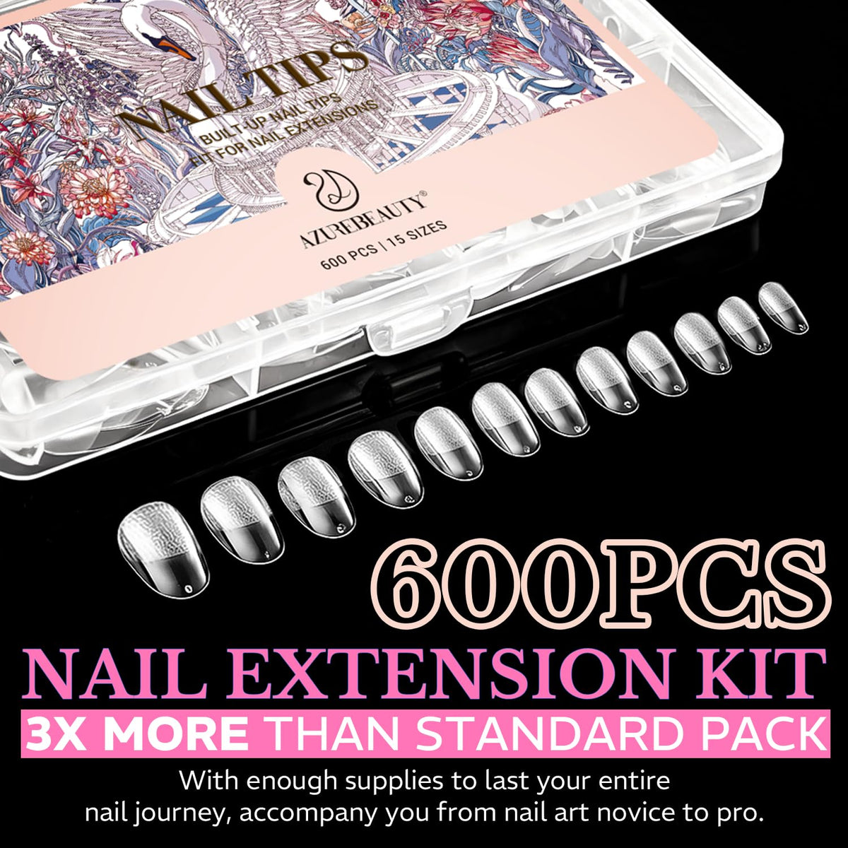 Application des tips d'ongles ovales AZUREBEAUTY sur des ongles naturels