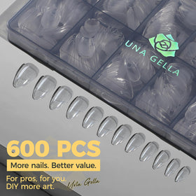 Application des tips en gel amande UNA GELLA sur ongles naturels