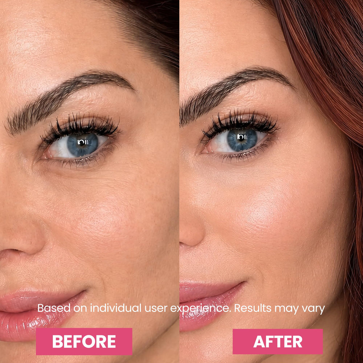 Application du baume contour des yeux LUXE sur la peau