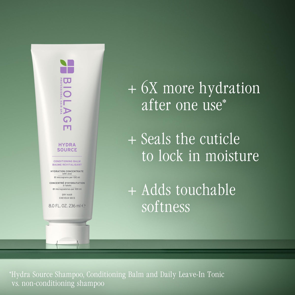 Application du Baume Hydra Source sur cheveux