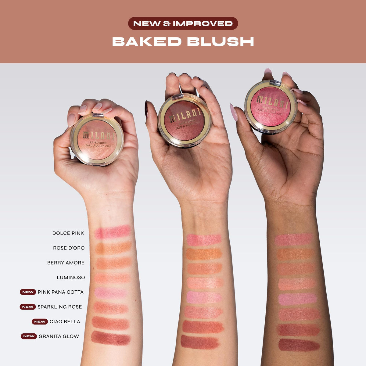 Application du blush Milani avec un pinceau