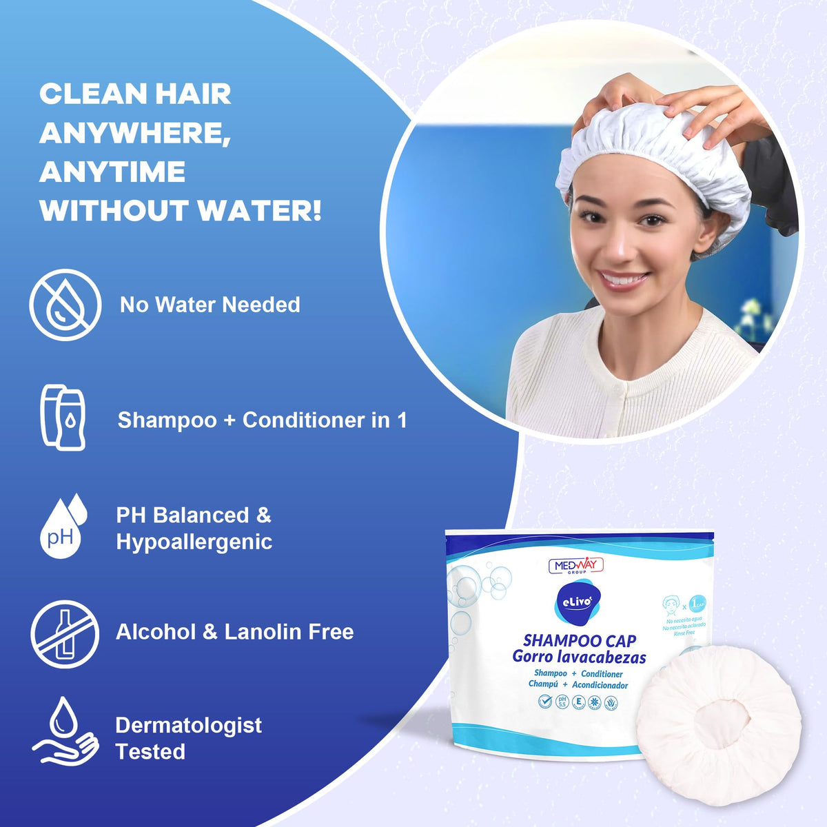 Application du Bonnet de Douche MedVance sur cheveux