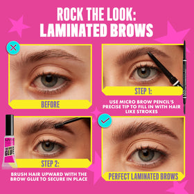 Application du Brow Glue sur des sourcils bien coiffés