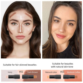 Application du contour stick sur le visage pour un look sculpté