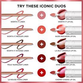 Application du crayon à lèvres L'Oreal Paris sur des lèvres