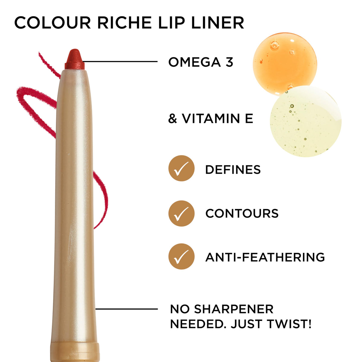 Application du crayon à lèvres L'Oreal Paris sur les lèvres