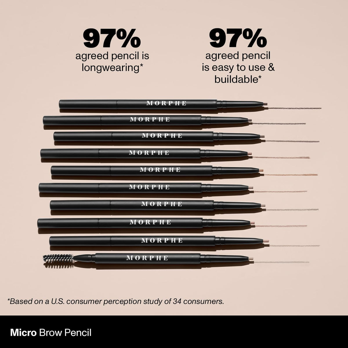 Application du crayon à sourcils MORPHE Micro Dual sur la peau