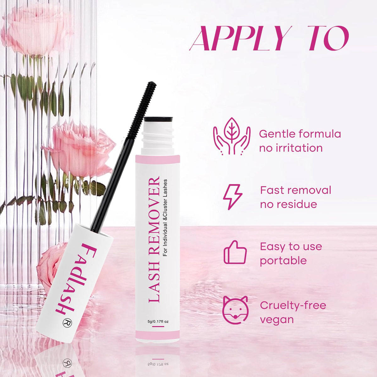 Application du dissolvant FADLASH sur des faux cils