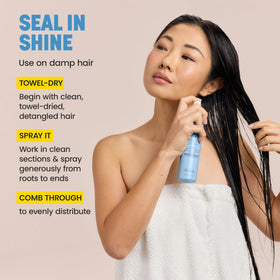 Application du Drybar Liquid Glass Sealant sur cheveux