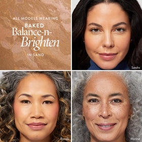 Application du fond de teint Baked Balance-N-Brighten avec pinceau Kabuki