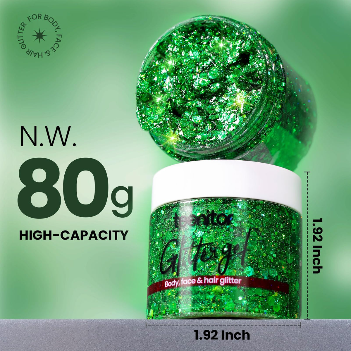 Application du gel brillant vert sur la peau