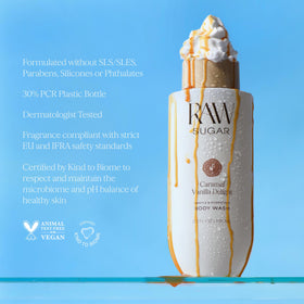 Application du Gel Douche Caramel Vanille RAW SUGAR