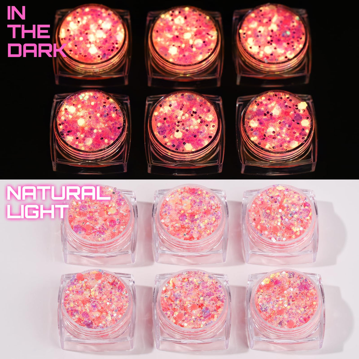 Application du gel pailleté rose sur le bras