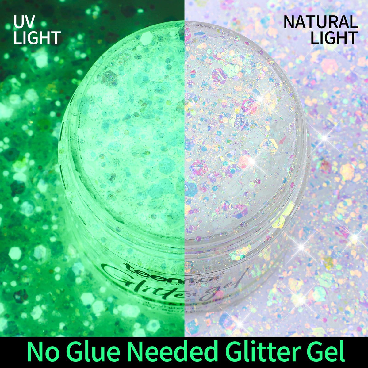 Application du gel pailleté sur le visage avec un coton-tige