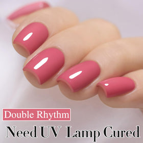 Application du gel polish Double Rhythm Rose Pink sur des ongles
