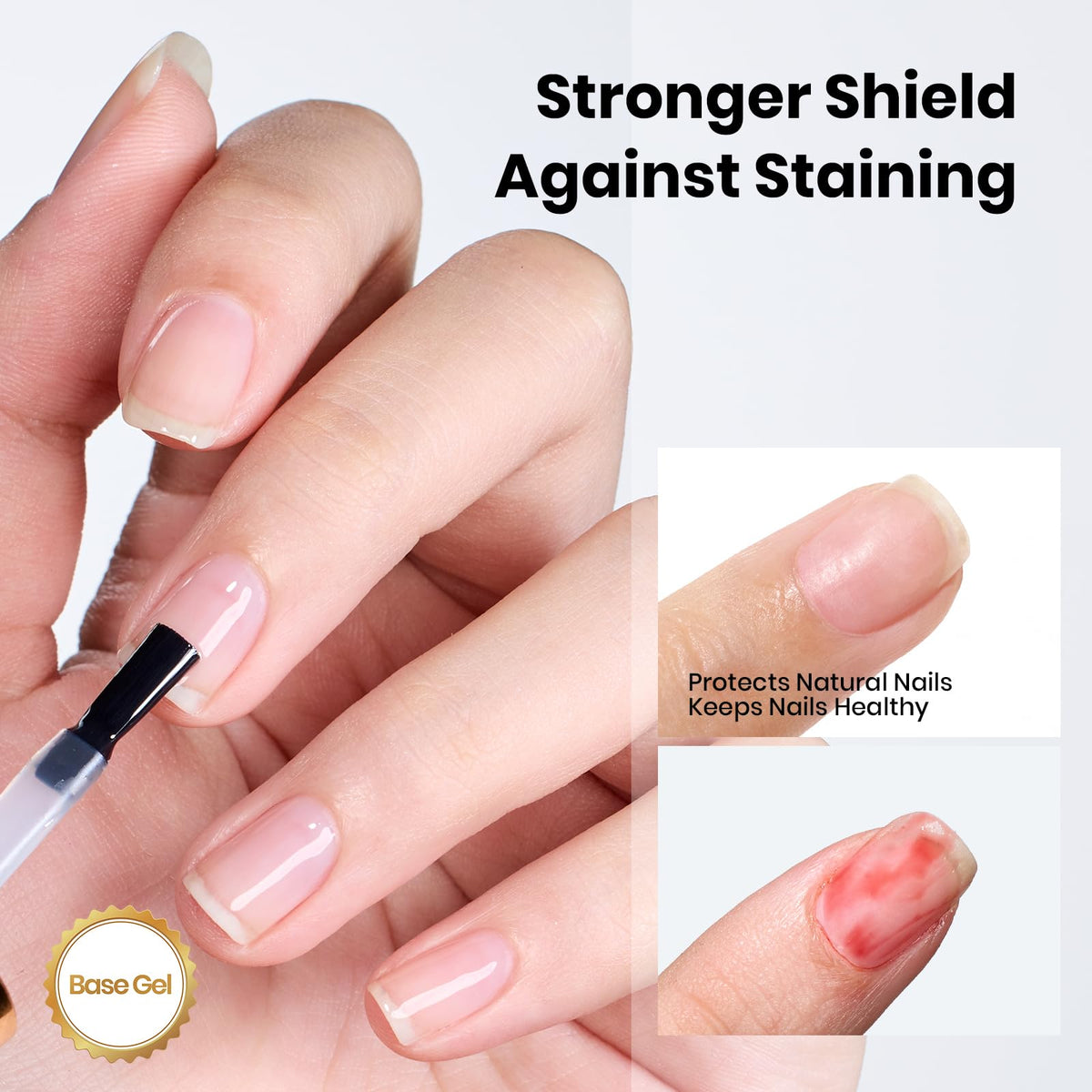 Application du gel sur des ongles avec lampe UV