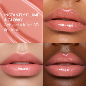 Application du Glossy Lip Tint sur les lèvres avec couleur modulable