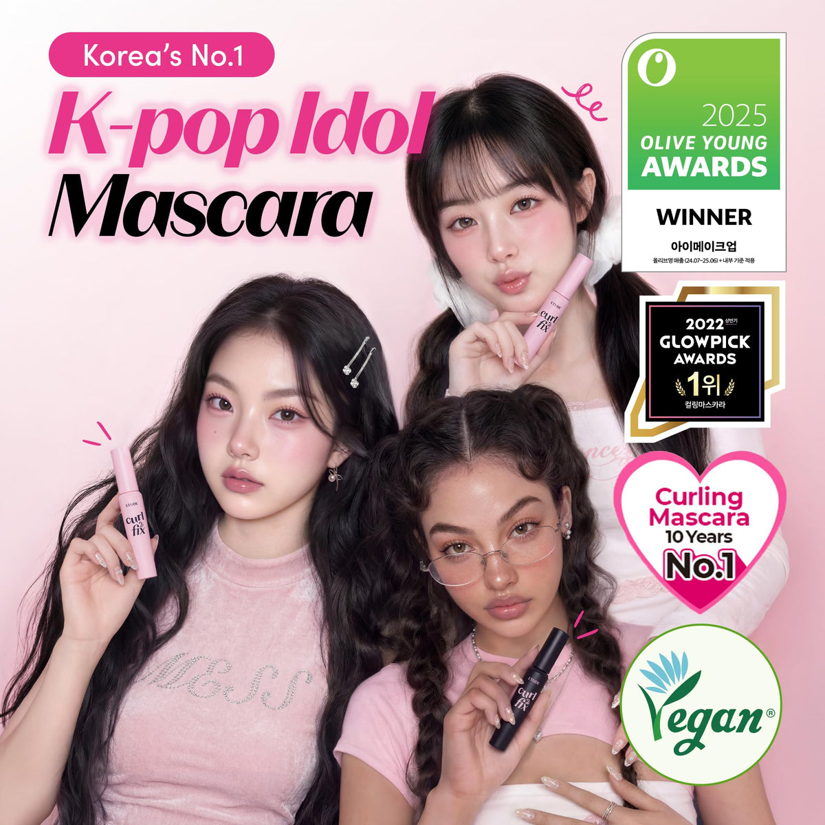 Application du mascara ETUDE Curl Fix sur les cils