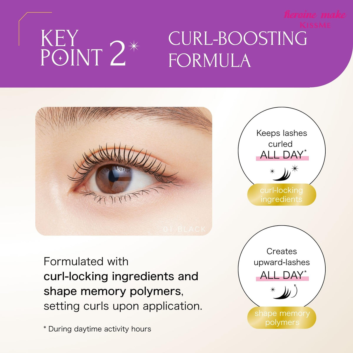 Application du mascara Heroine Make sur des cils au naturel
