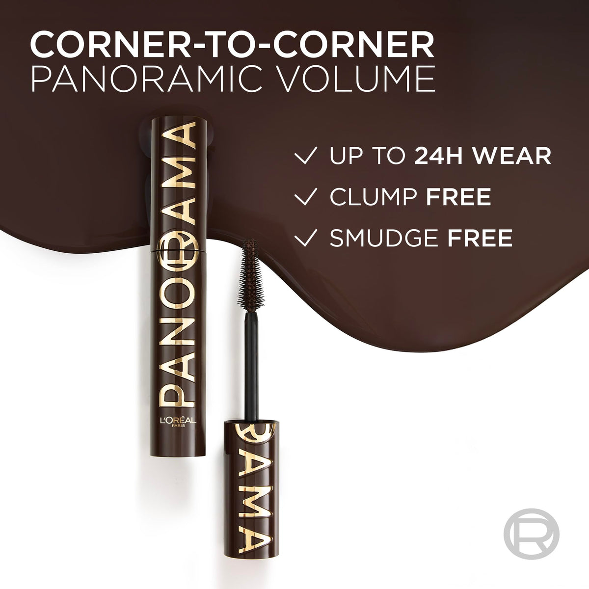 Application du mascara L'Oreal Paris Voluminous Panorama sur des cils