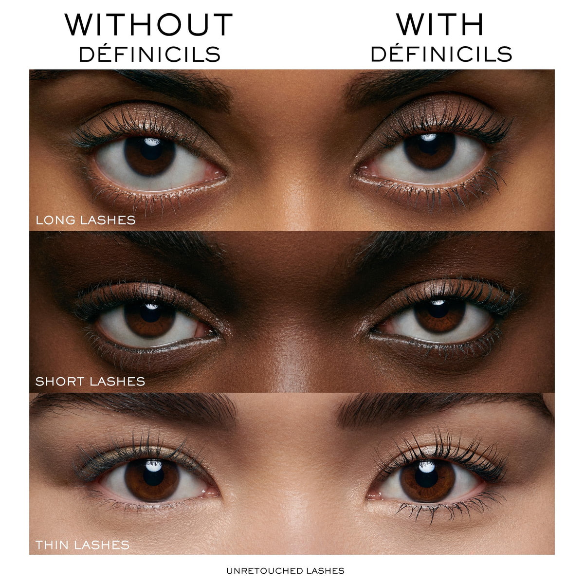 Application du mascara Lancôme Définicils sur des cils