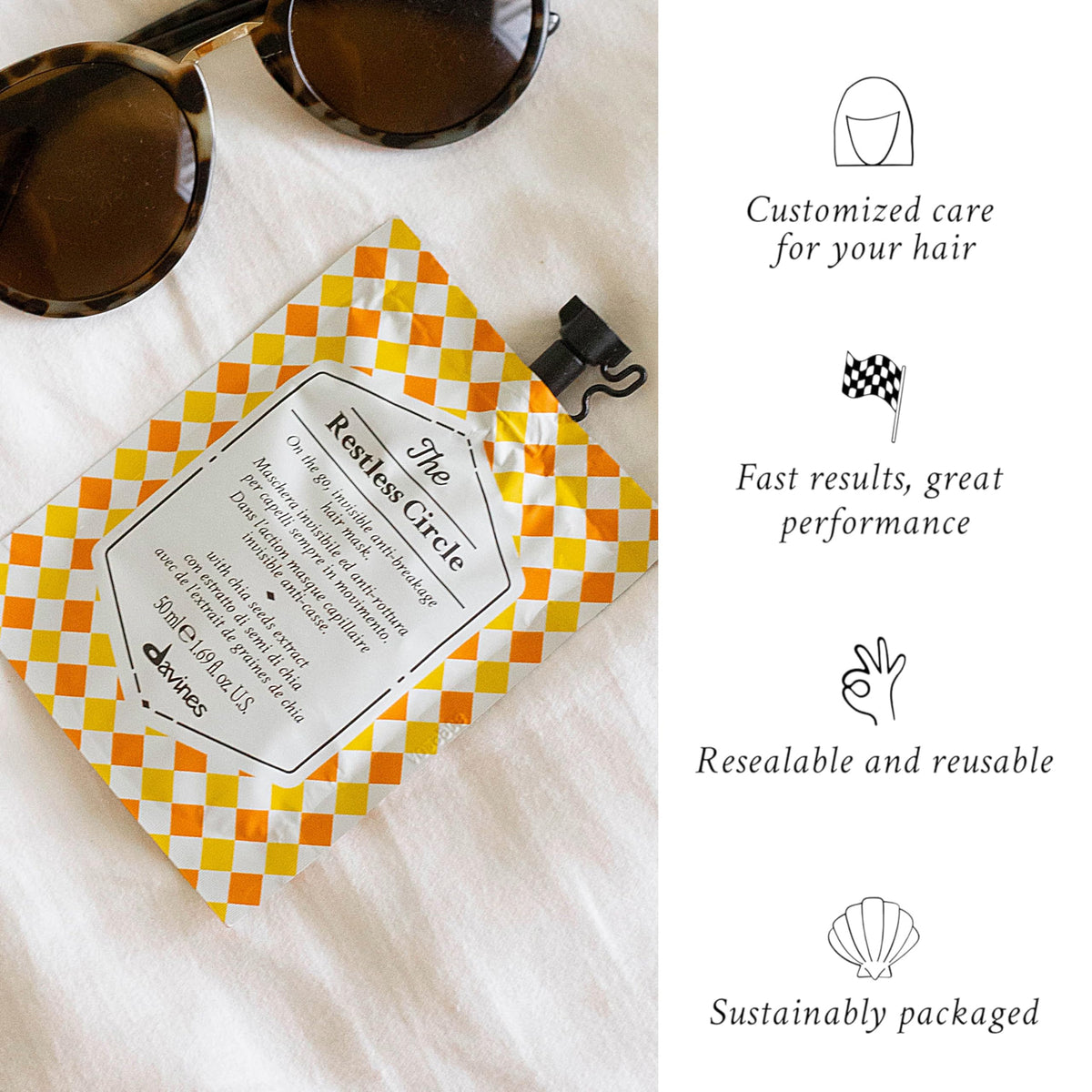 Application du masque capillaire invisible Davines The Restless Circle sur cheveux
