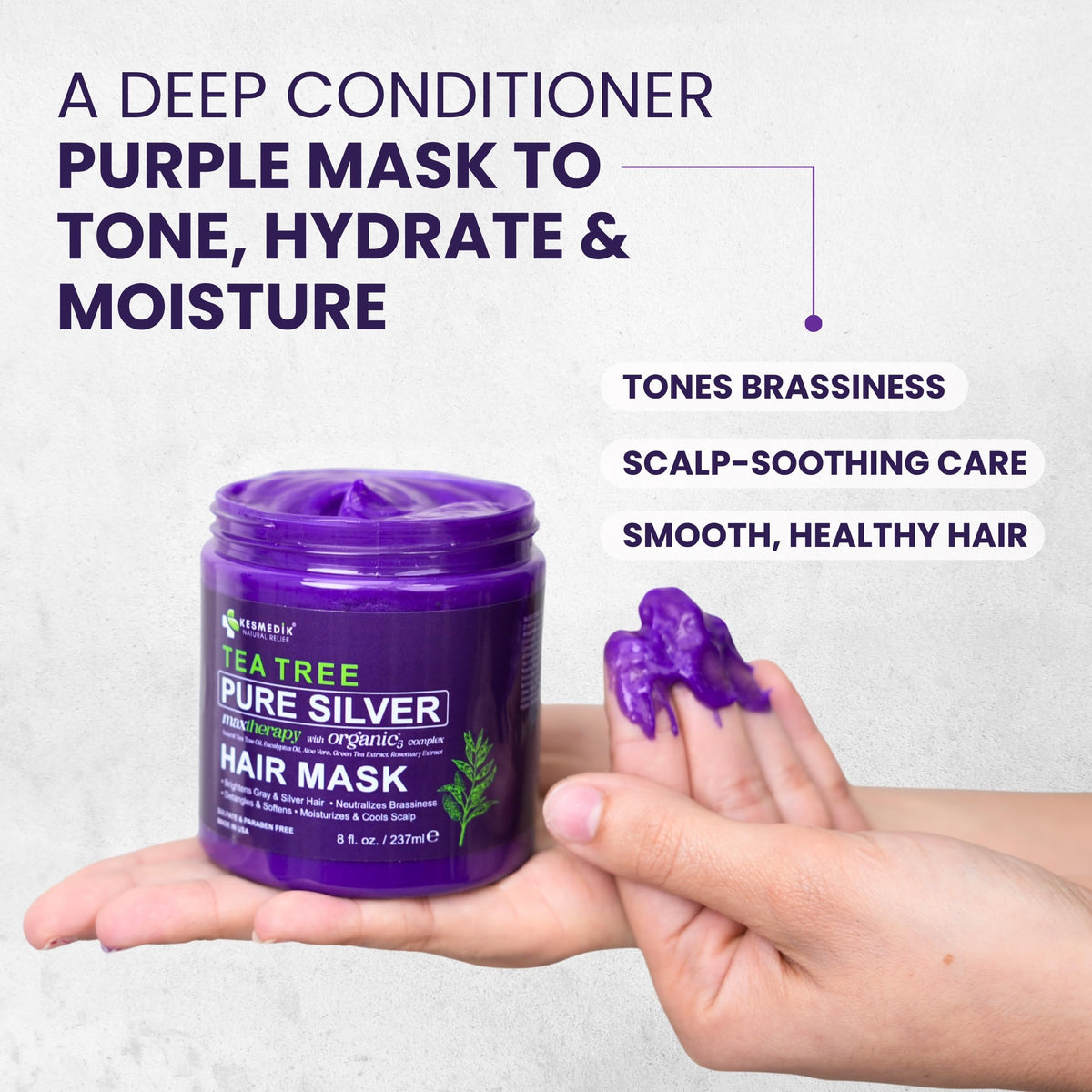 Application du Masque Capillaire Violet sur cheveux