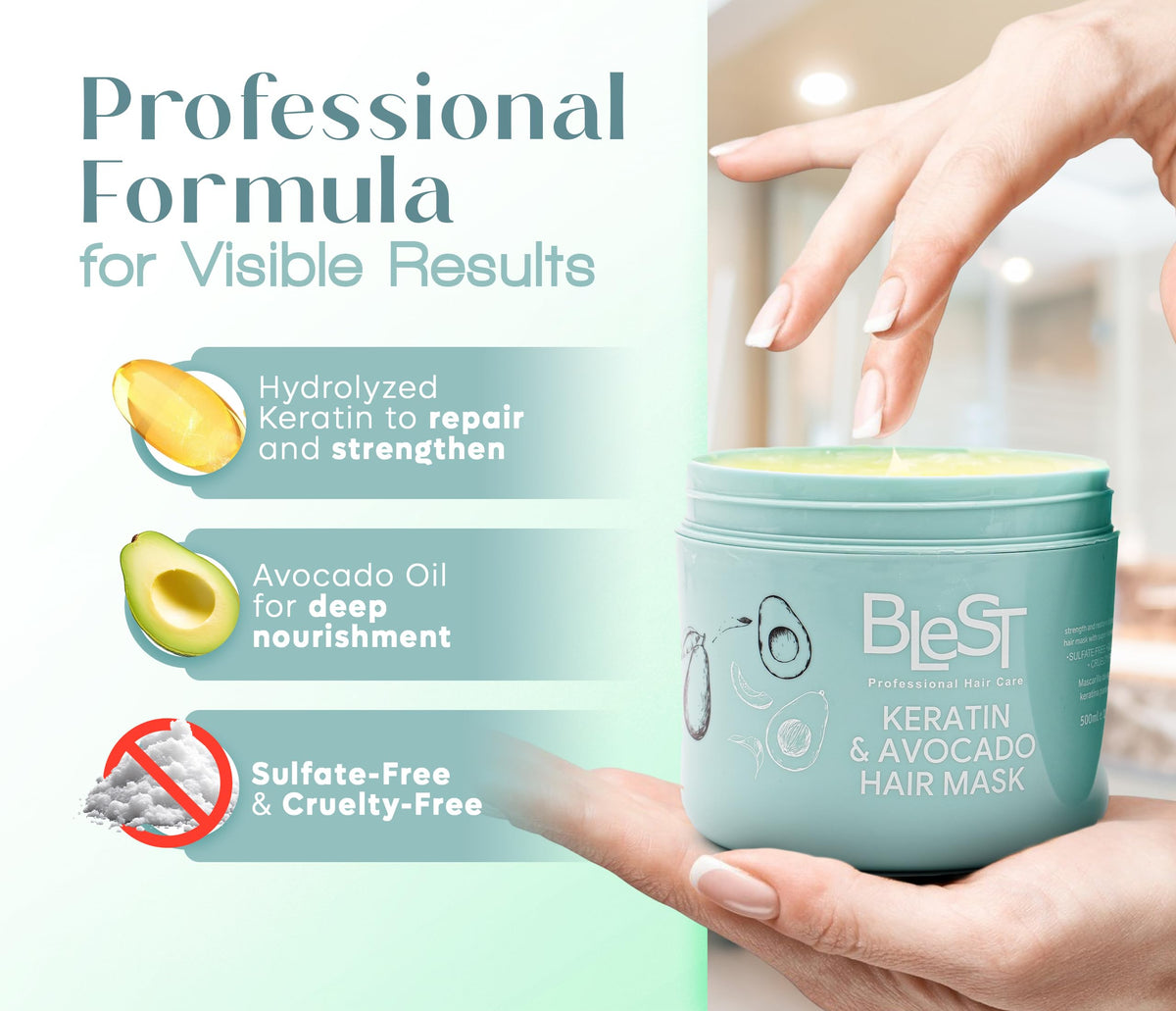 Application du masque de cheveux Blest Professional sur cheveux