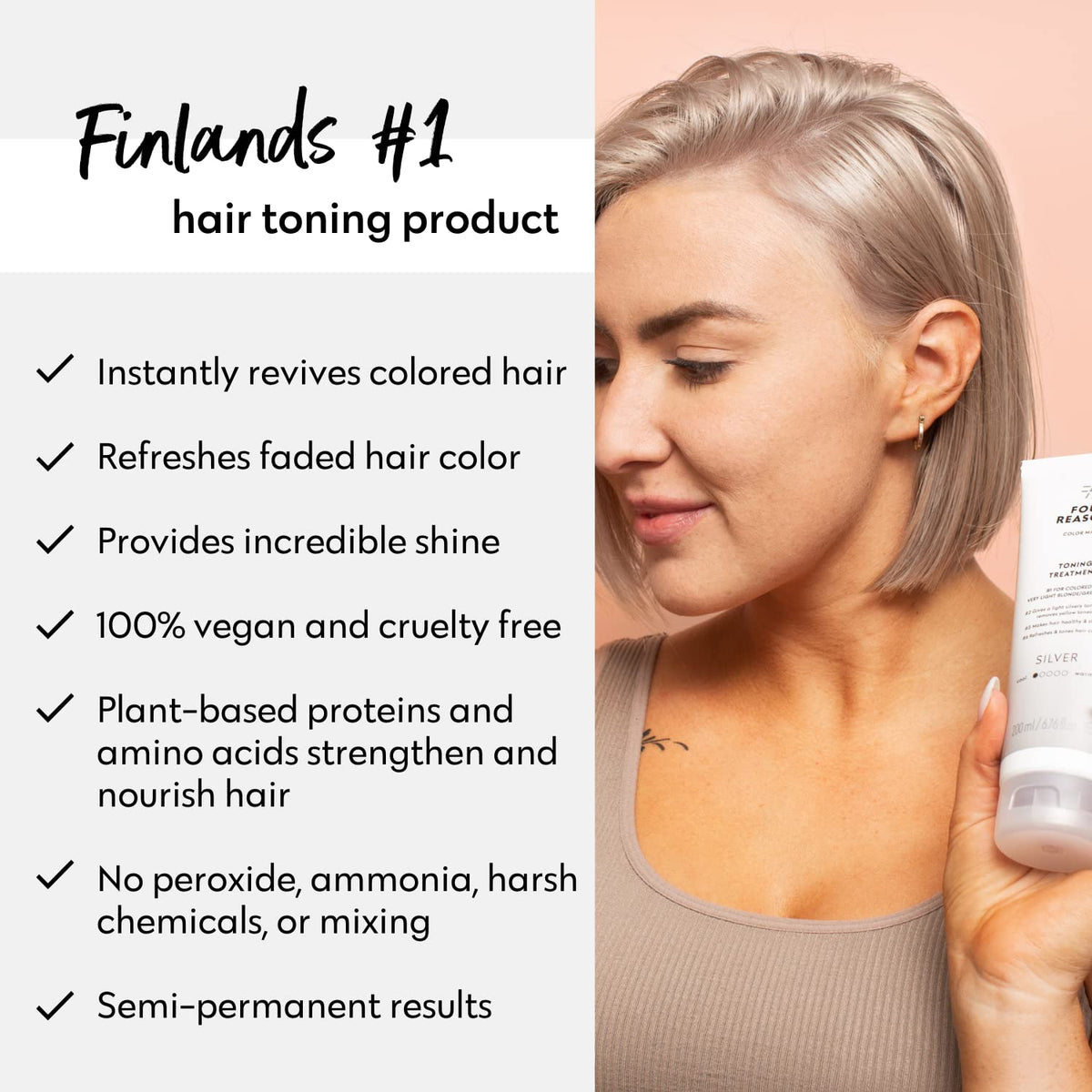 Application du masque FOUR REASONS sur des cheveux blonds
