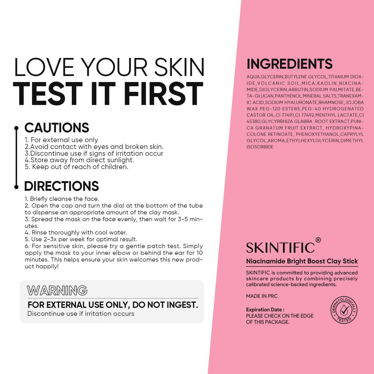 Application du masque stick SKINTIFIC sur la peau