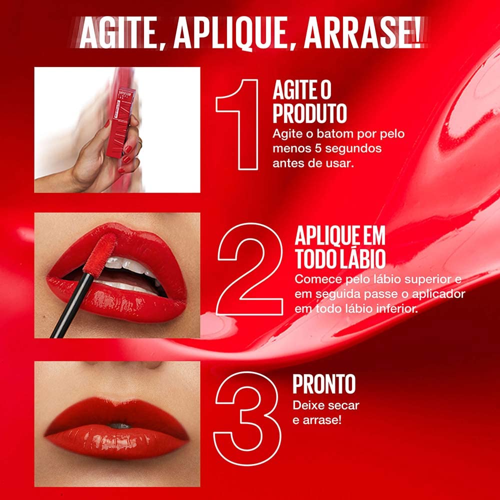 Application du MAYBELLINE Super Stay Vinyl Ink Rouge à Lèvres 16H sur des lèvres propres