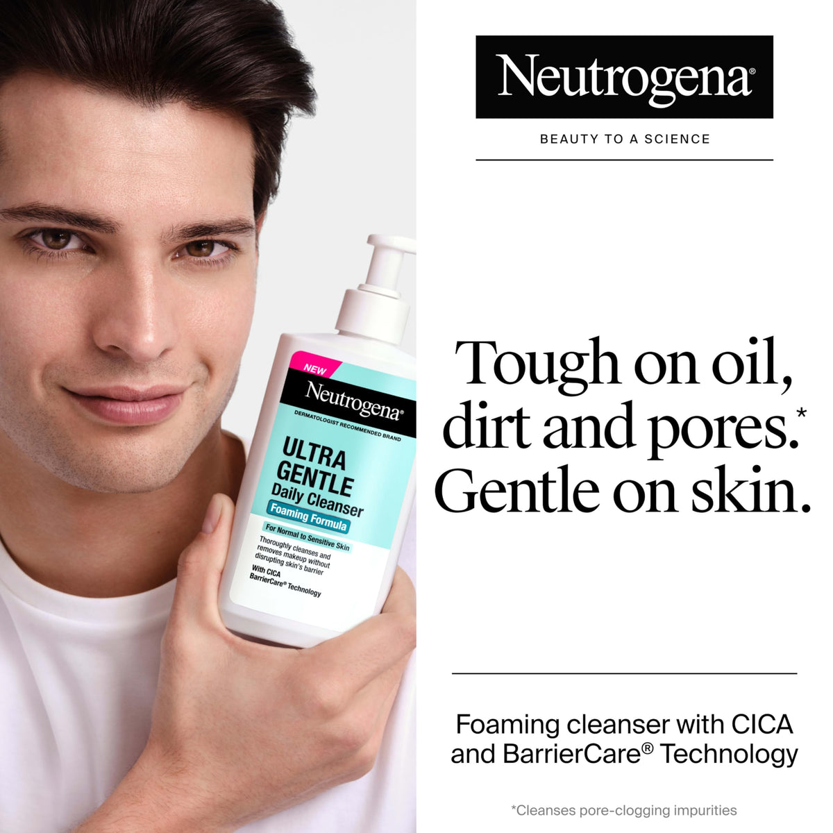 Application du nettoyant moussant Neutrogena sur le visage