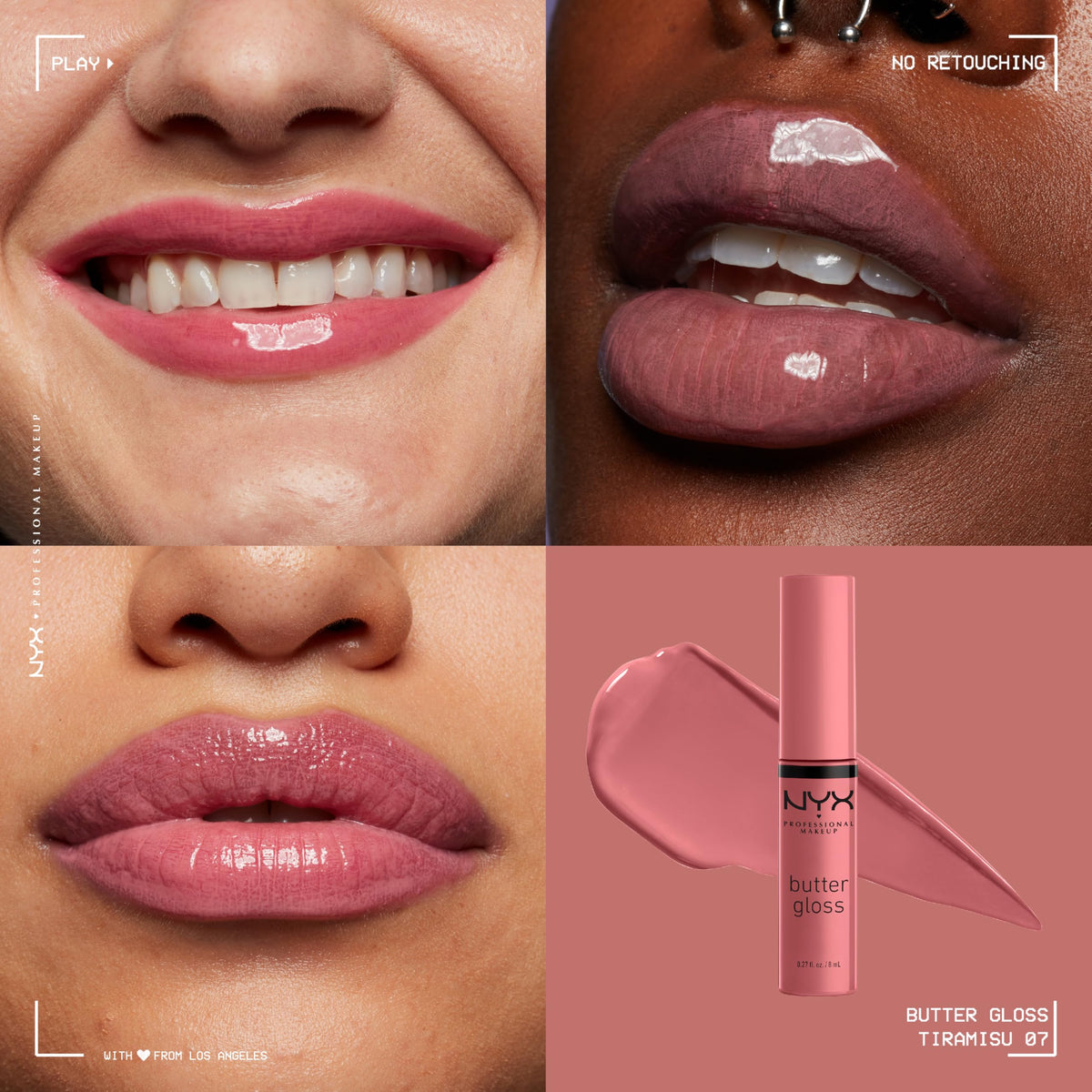 Application du NYX Butter Gloss Tiramisu sur les lèvres