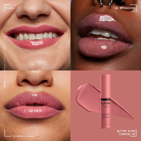 Application du NYX Butter Gloss Tiramisu sur les lèvres