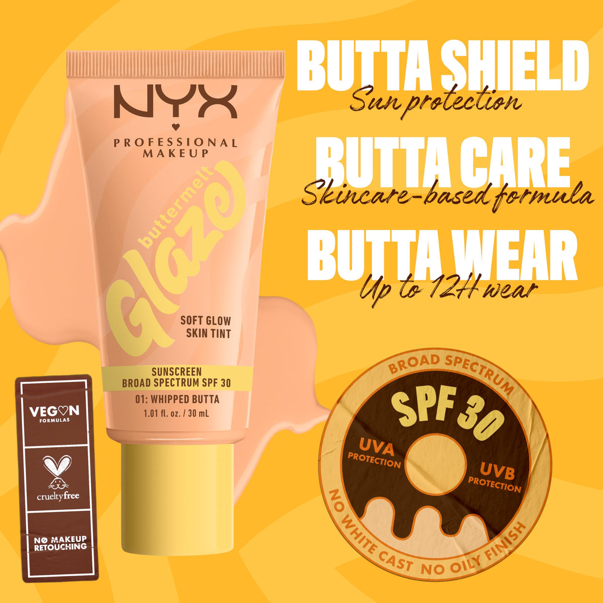 Application du NYX Buttermelt Glaze sur le visage