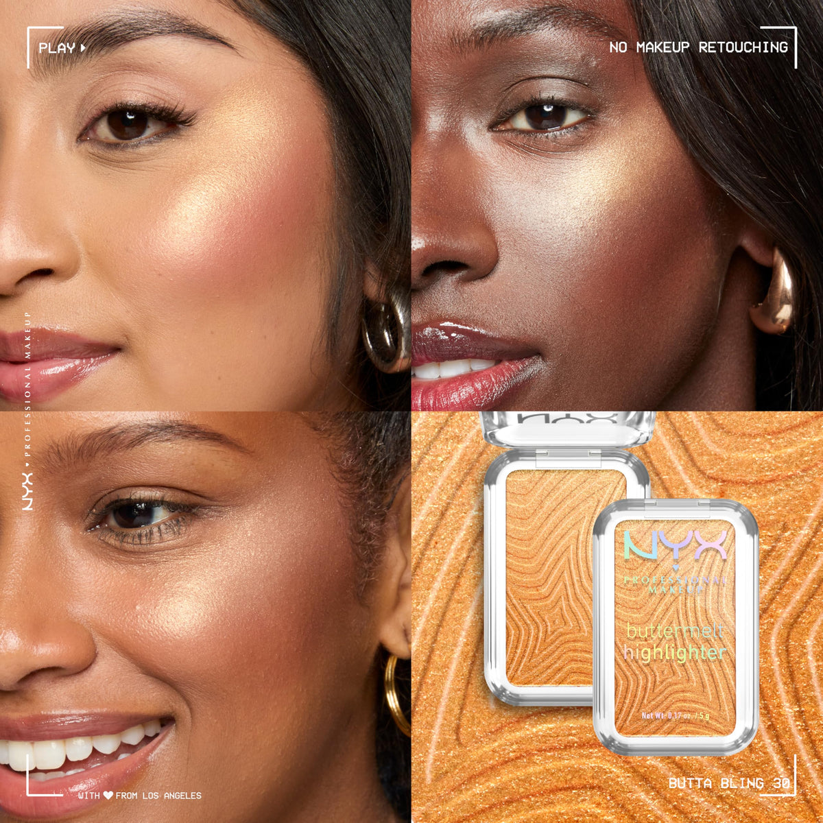 Application du NYX Buttermelt Highlighter sur les joues