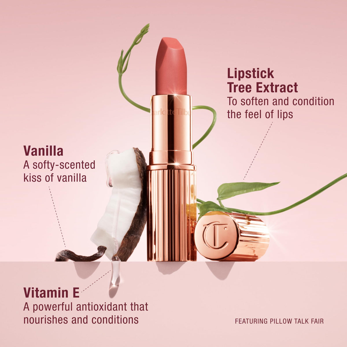 Application du rouge à lèvres Charlotte Tilbury sur des lèvres