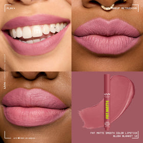 Application du rouge à lèvres NYX Fat Matte sur les lèvres