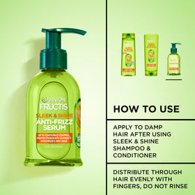 Application du sérum anti-frisottis sur cheveux