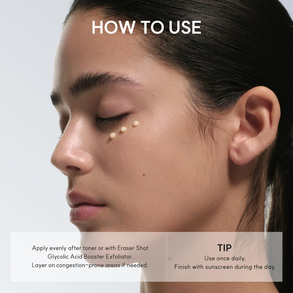 Application du sérum exfoliant doux ARENCIA sur le visage