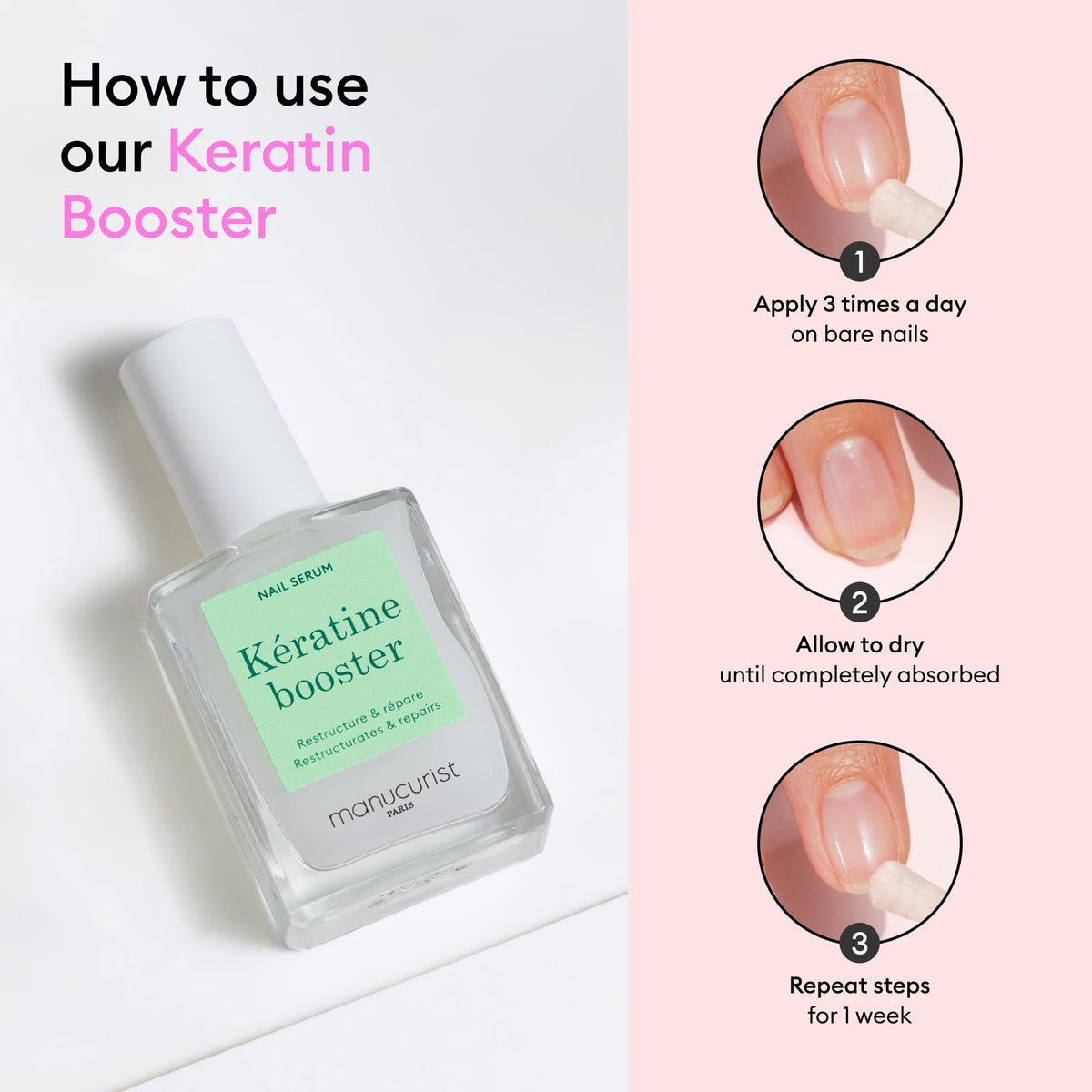 Application du sérum Manucurist sur des ongles nus