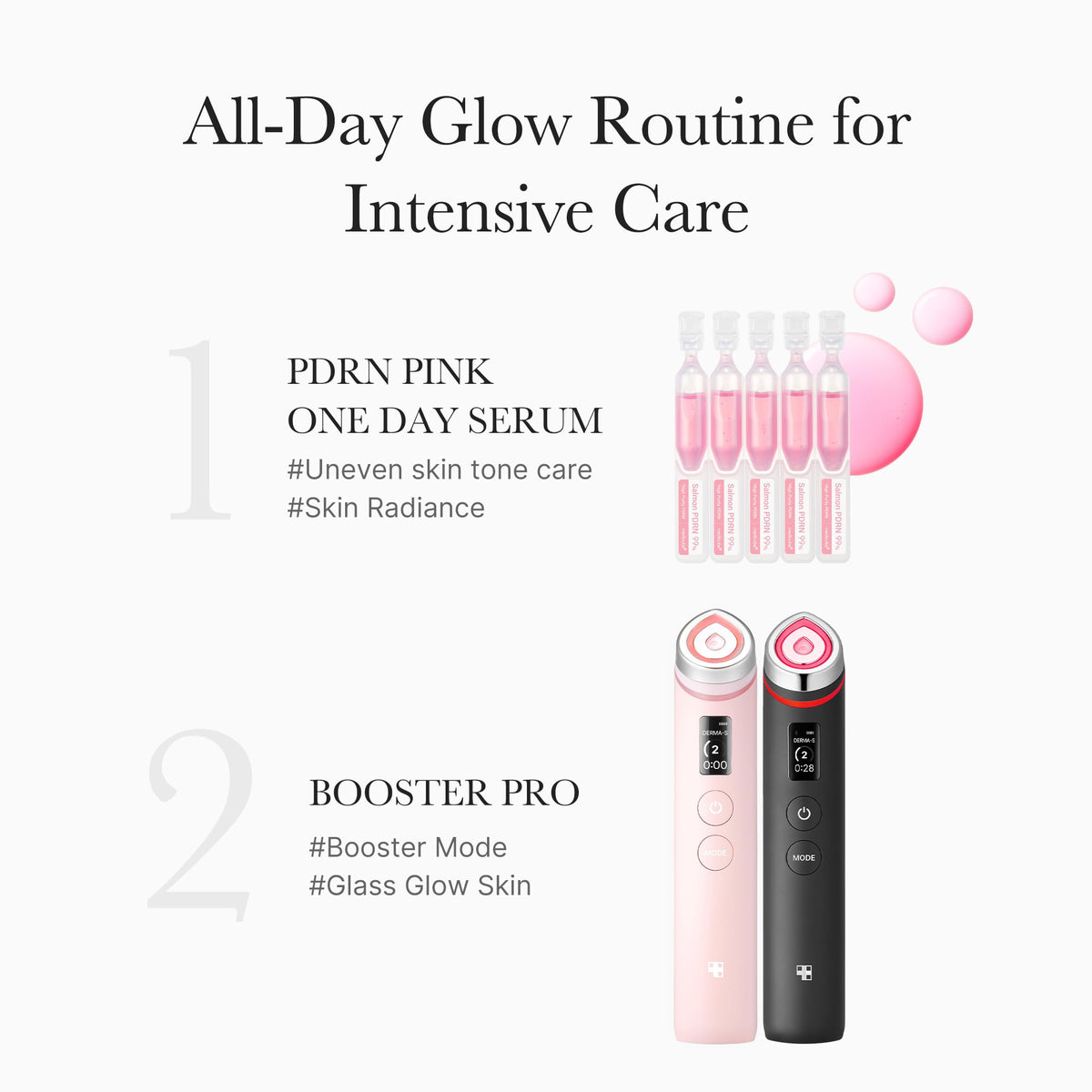 Application du sérum Pink One Day medicube sur le visage