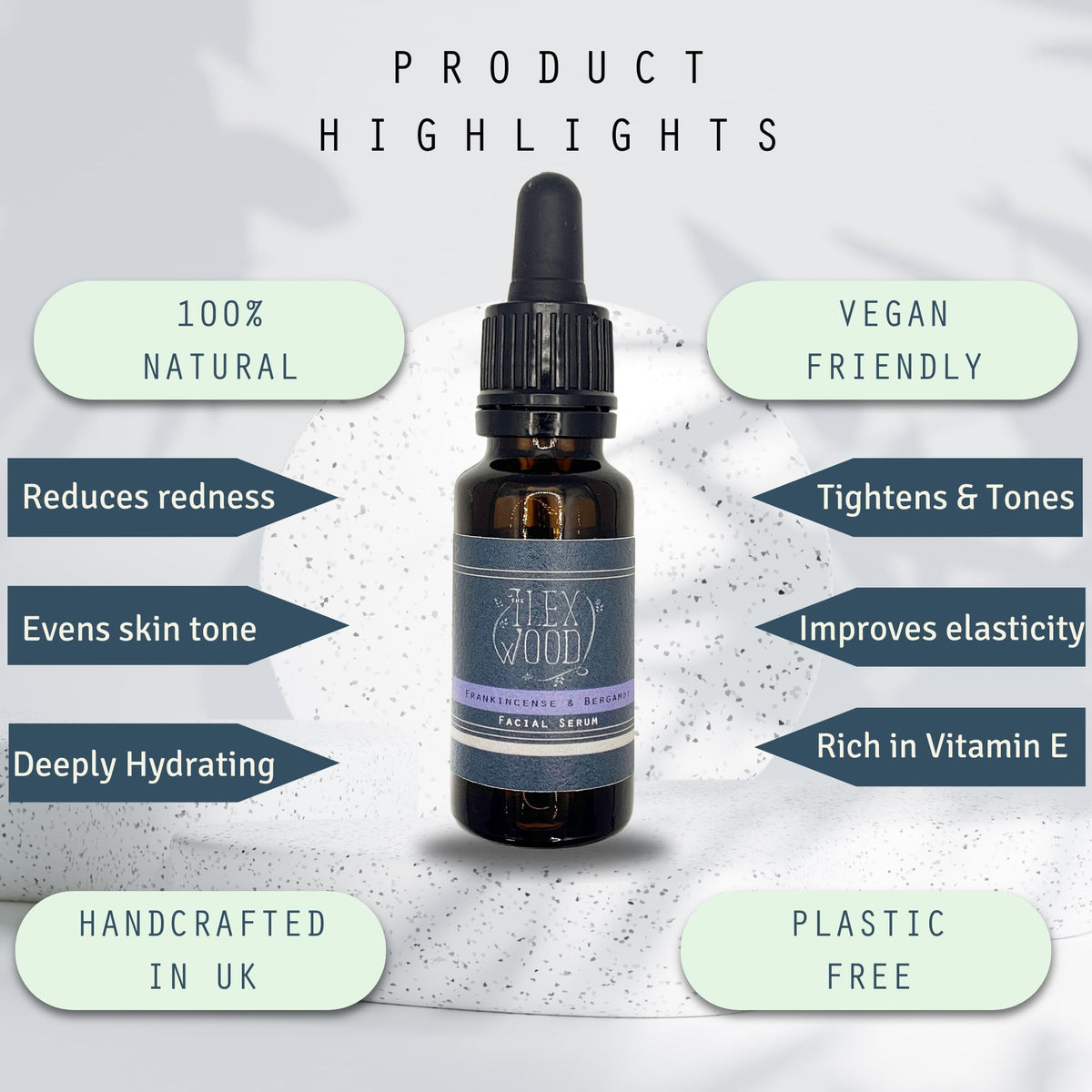 Application du sérum visage à l'encens et bergamote sur la main