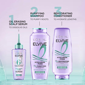 Application du shampoing Elvive sur des cheveux