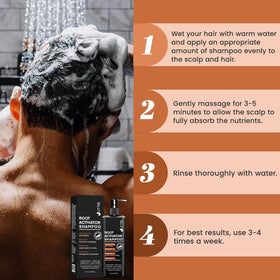 Application du shampooing activateur de racines sur cheveux