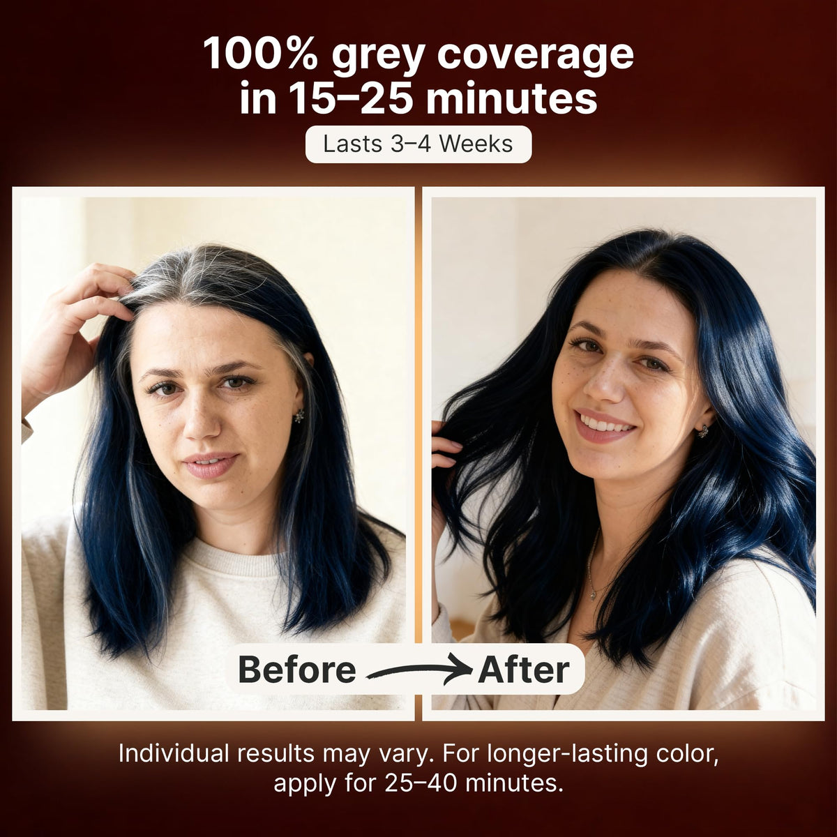 Application du shampooing colorant Herbishh sur des cheveux gris