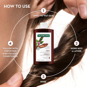 Application du Shampooing Klorane au Quinine sur les cheveux